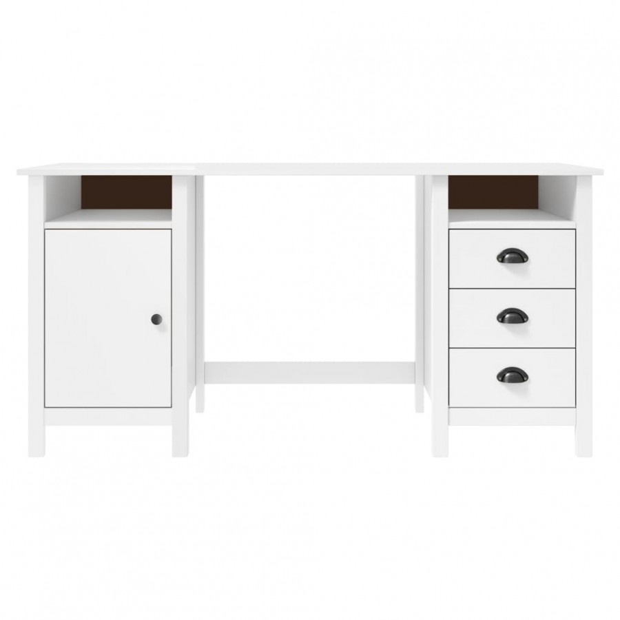Bureau Hill Blanc 150x50x74 cm Bois de pin solide