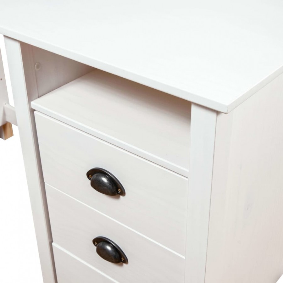 Bureau Hill Blanc 150x50x74 cm Bois de pin solide