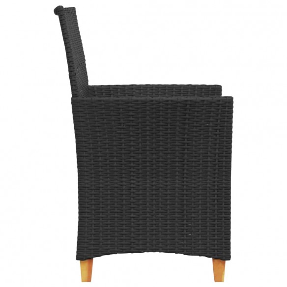 Chaises de jardin coussins lot de 2 noir résine tressée et bois