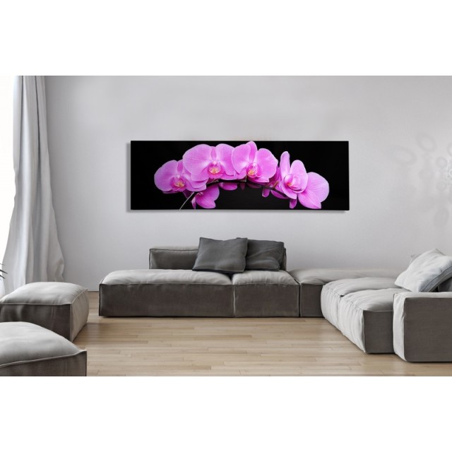 Tableau magnifique mural 140x45 cm Orchidée Fuchsia