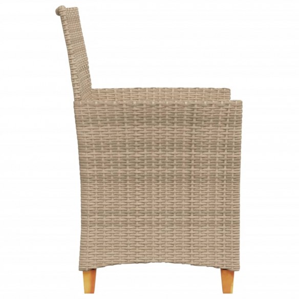 Chaises de jardin coussins lot de 2 beige résine tressée bois