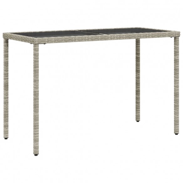 Table de jardin dessus en verre gris clair 115x54x74 cm rotin