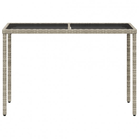 Table de jardin dessus en verre gris clair 115x54x74 cm rotin