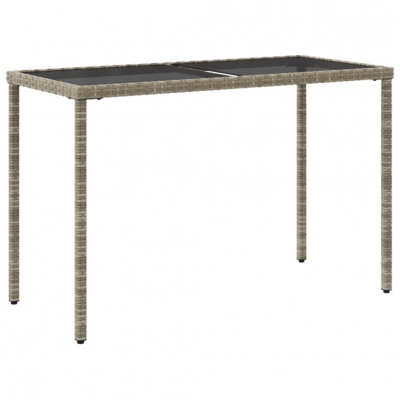 Table de jardin dessus en verre gris clair 115x54x74 cm rotin