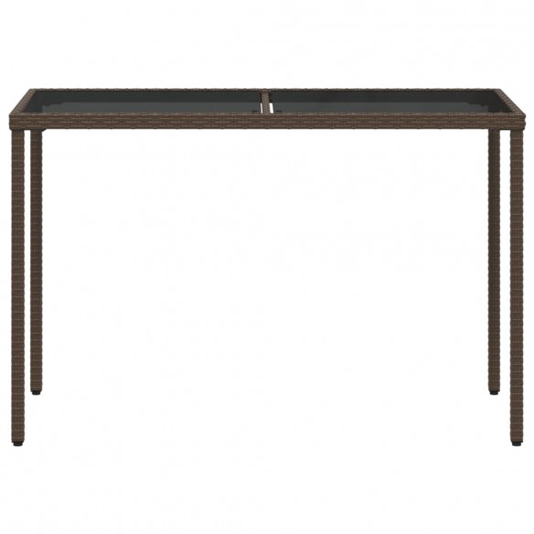 Table de jardin dessus en verre marron 115x54x74 cm poly rotin