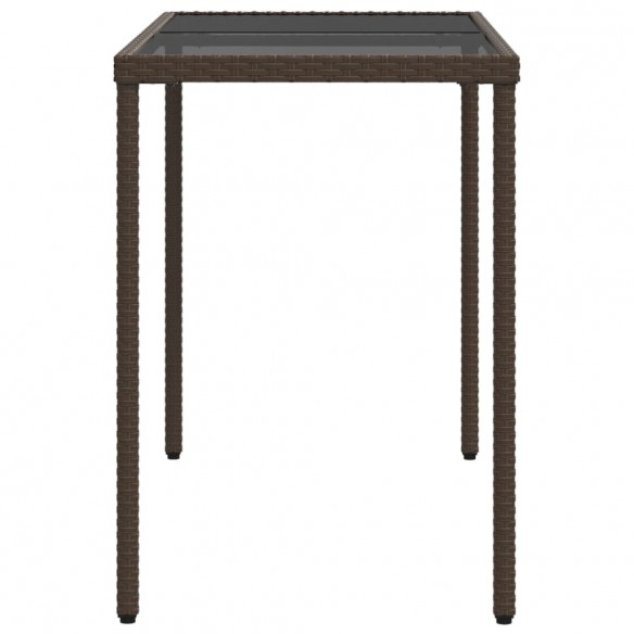 Table de jardin dessus en verre marron 115x54x74 cm poly rotin