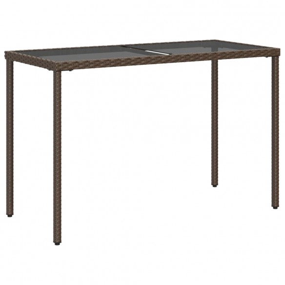 Table de jardin dessus en verre marron 115x54x74 cm poly rotin