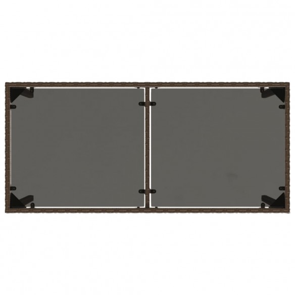 Table de jardin dessus en verre marron 115x54x74 cm poly rotin