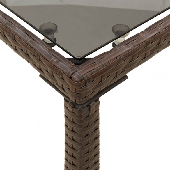 Table de jardin dessus en verre marron 115x54x74 cm poly rotin