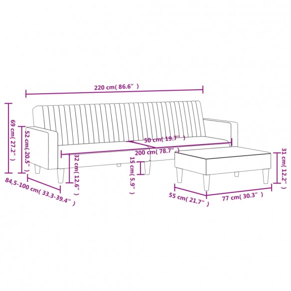 Ensemble de canapés 2 pcs gris similicuir