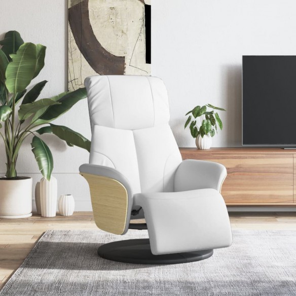 Fauteuil inclinable avec repose-pieds blanc similicuir