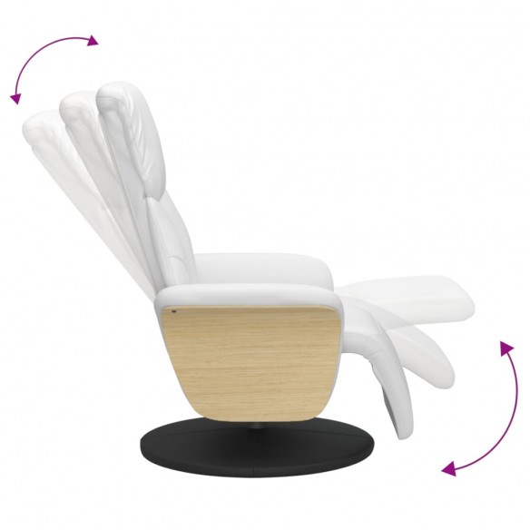 Fauteuil inclinable avec repose-pieds blanc similicuir