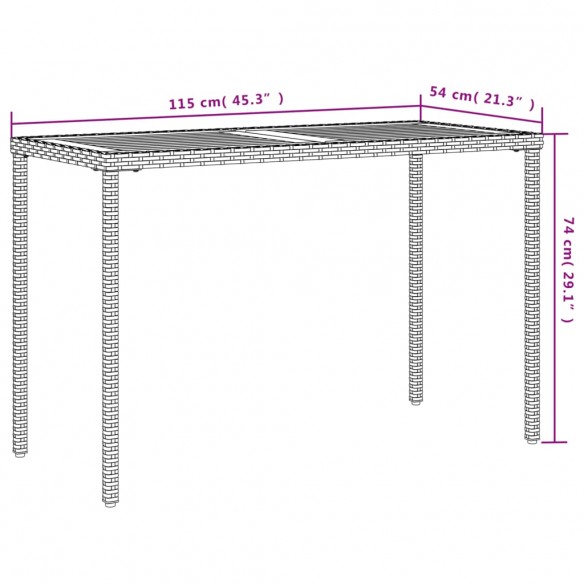 Table de jardin avec dessus en bois d'acacia beige 115x54x74 cm