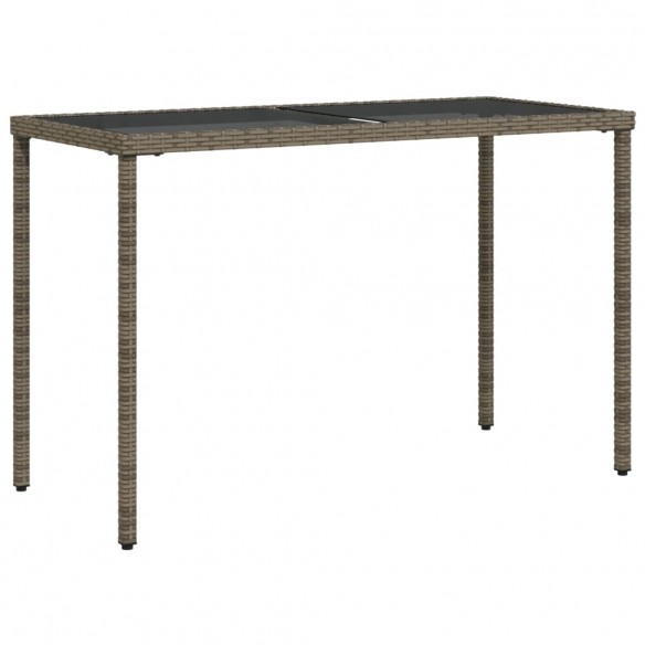 Table de jardin dessus en verre gris 115x54x74cm résine tressée