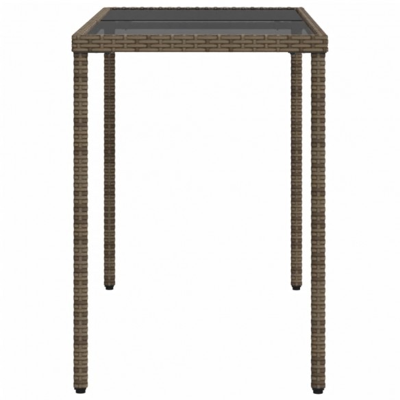 Table de jardin dessus en verre gris 115x54x74cm résine tressée