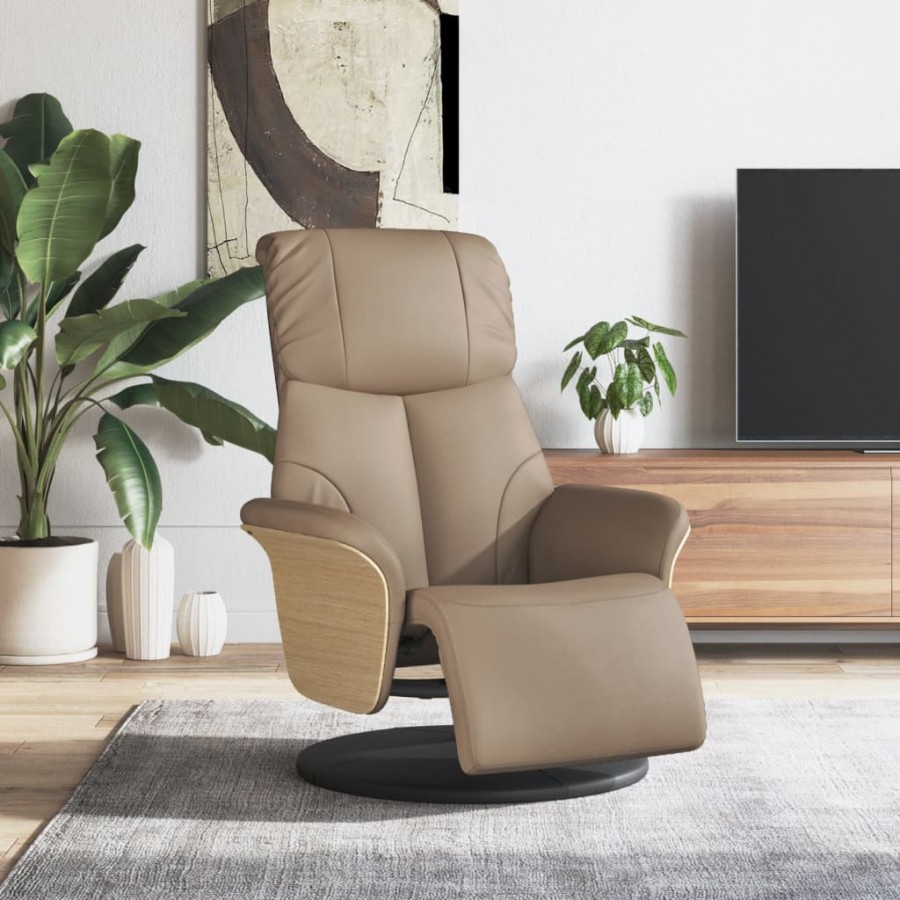 Fauteuil inclinable avec repose-pieds cappuccino similicuir