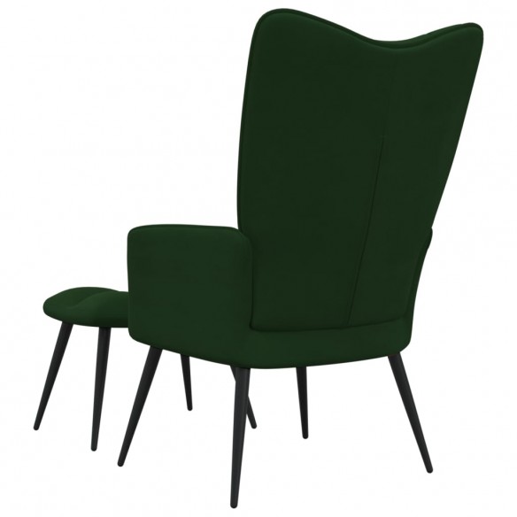 Chaise de relaxation avec repose-pied Vert foncé Velours