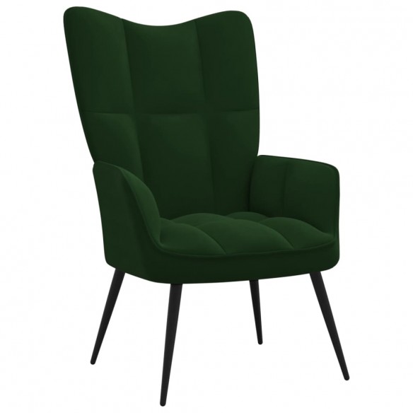 Chaise de relaxation avec repose-pied Vert foncé Velours