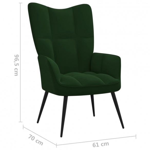 Chaise de relaxation avec repose-pied Vert foncé Velours