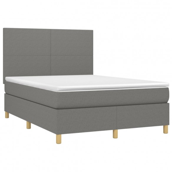 Cadre de lit avec matelas Gris foncé 140x200cm Tissu