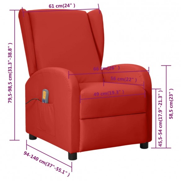 Fauteuil de massage Rouge bordeaux Similicuir