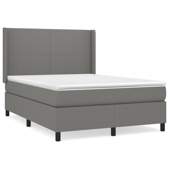 Cadre de lit avec matelas Gris foncé 140x200cm Tissu