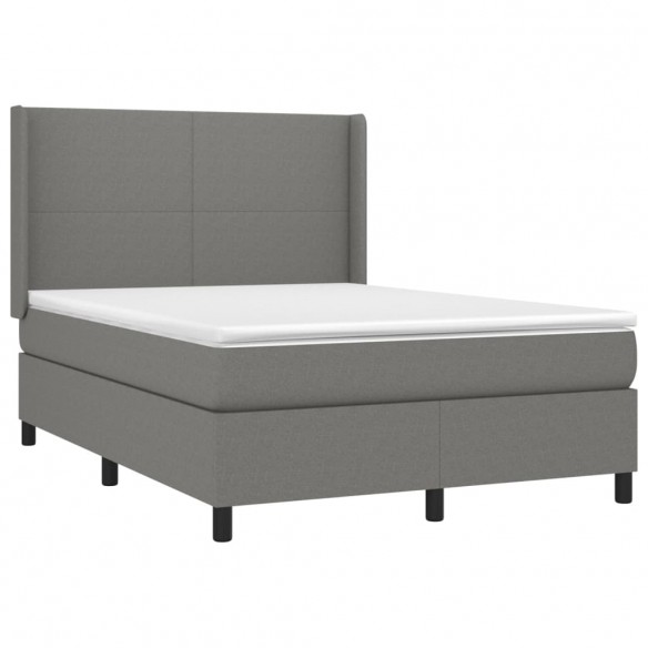 Cadre de lit avec matelas Gris foncé 140x200cm Tissu