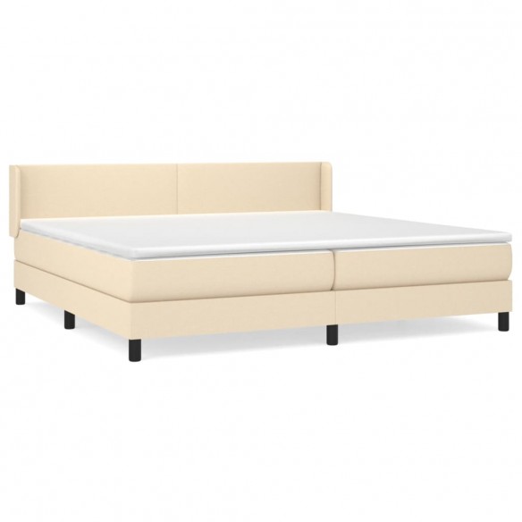 Cadre de lit avec matelas Crème 200x200 cm Tissu