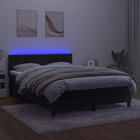 Cadre de lit avec matelas et LED Noir 140x190 cm