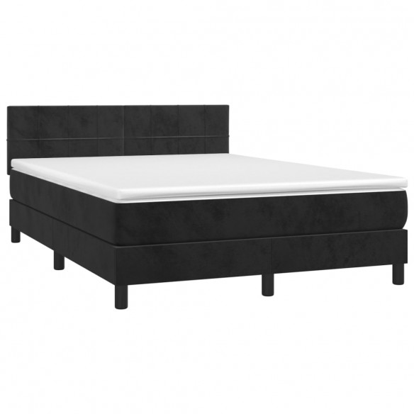 Cadre de lit avec matelas et LED Noir 140x190 cm