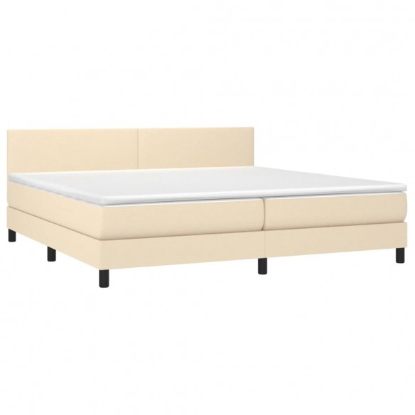 Cadre de lit et matelas et LED Crème 200x200cm Tissu