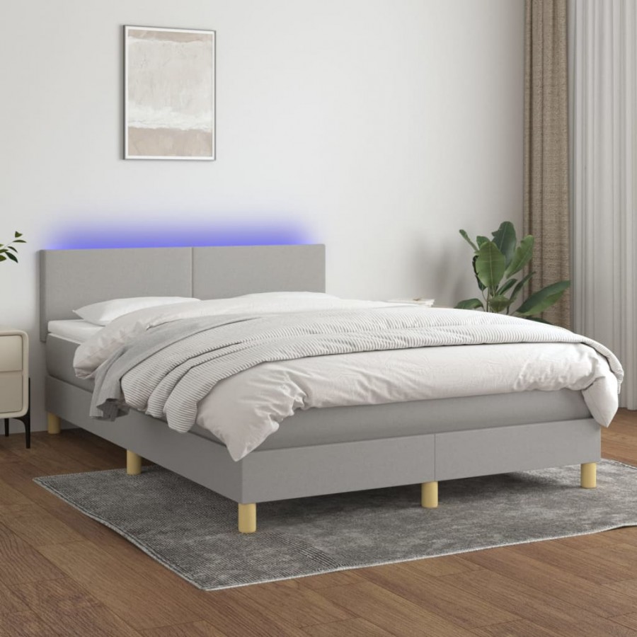 Cadre de lit et matelas et LED Gris...