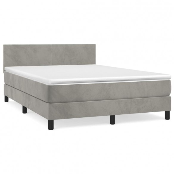 Cadre de lit et matelas Gris clair 140x190cm Velours