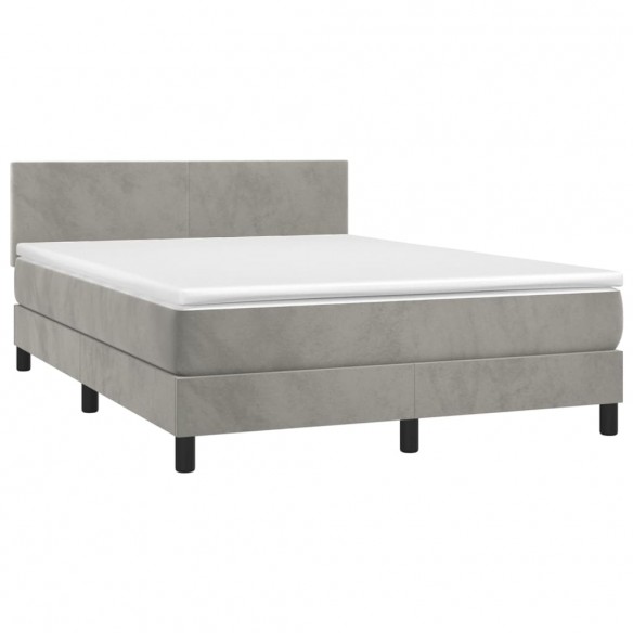 Cadre de lit et matelas Gris clair 140x200cm Velours