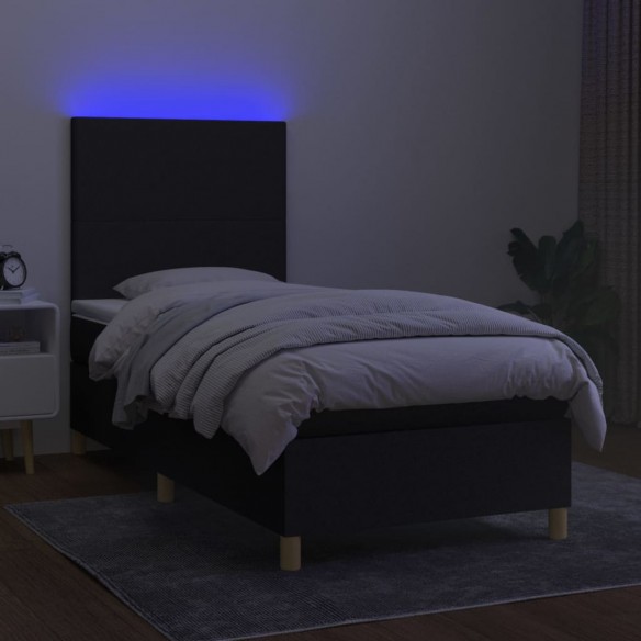 Cadre de lit avec matelas et LED Noir 80x200cm Tissu