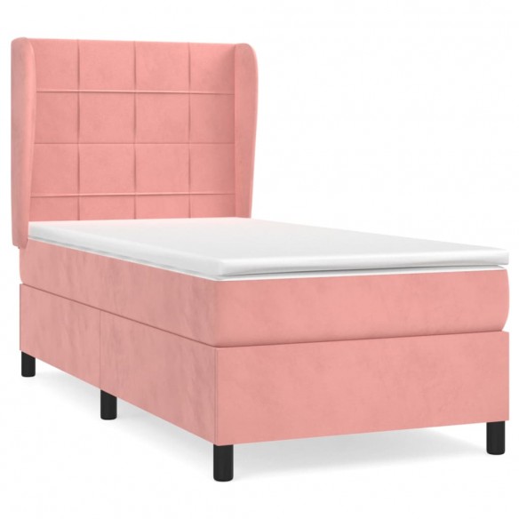 Cadre de lit avec matelas Rose 90x200 cm Velours