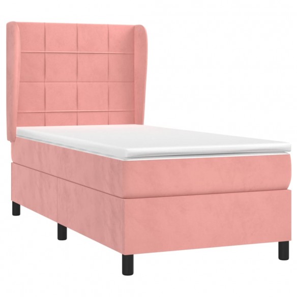 Cadre de lit avec matelas Rose 90x200 cm Velours