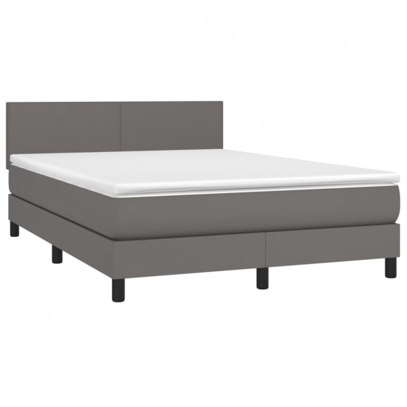 Cadre de lit avec matelas Gris 140x200 cm Similicuir