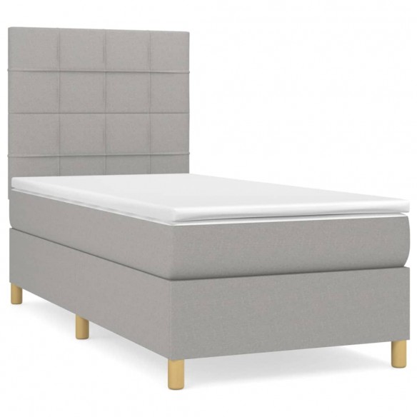 Cadre de lit avec matelas Gris clair 100x200cm Tissu