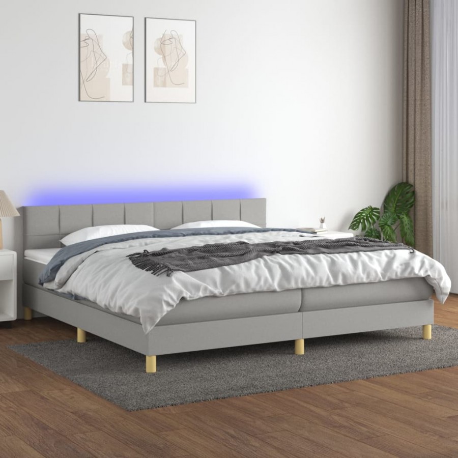 Cadre de lit matelas LED Gris clair...