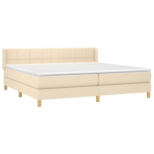 Cadre de lit avec matelas Crème 200x200 cm Tissu