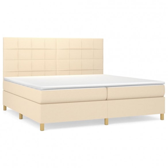 Cadre de lit avec matelas Crème 200x200 cm Tissu