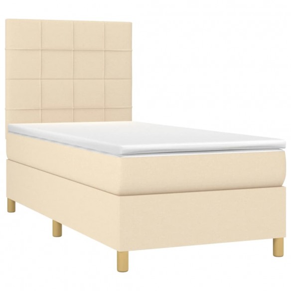 Cadre de lit avec matelas Crème 100x200 cm Tissu