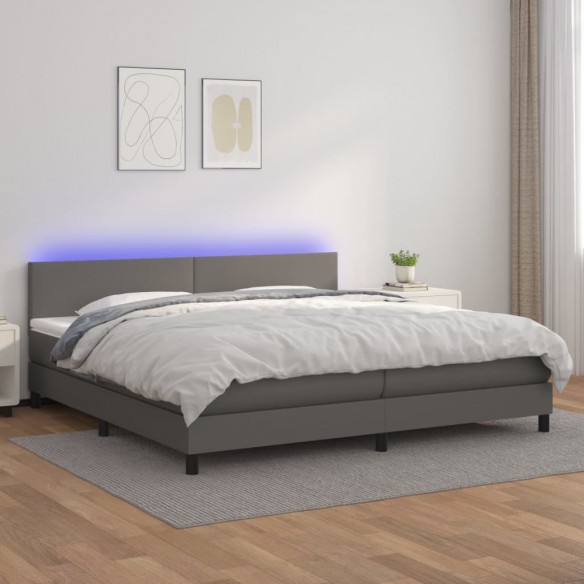 Cadre de lit avec matelas et LED Gris 200x200 cm