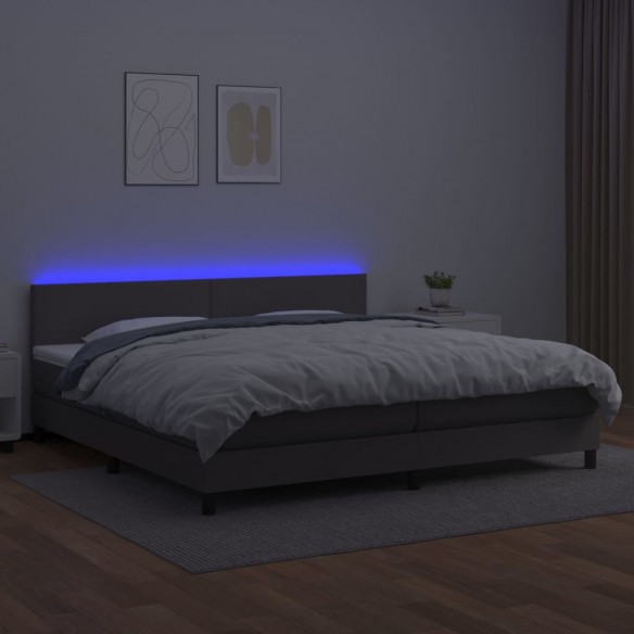 Cadre de lit avec matelas et LED Gris 200x200 cm