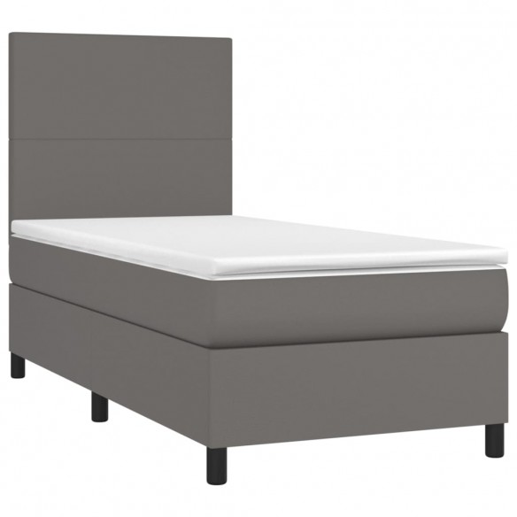 Cadre de lit avec matelas et LED Gris 100x200 cm