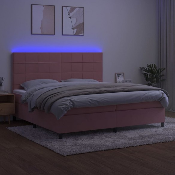 Cadre de lit matelas LED Rose 200x200 cm Velours