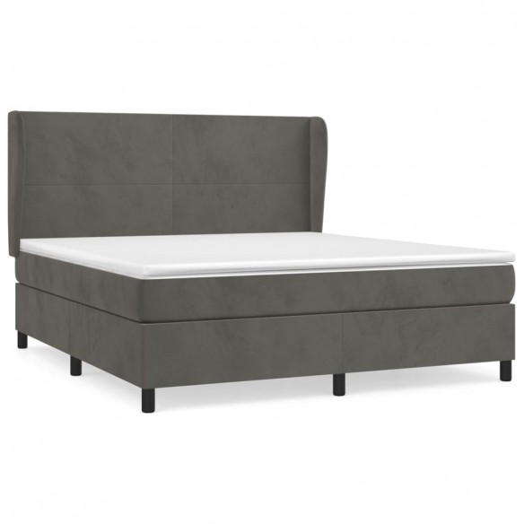 Cadre de lit et matelas Gris foncé 160x200cm Velours