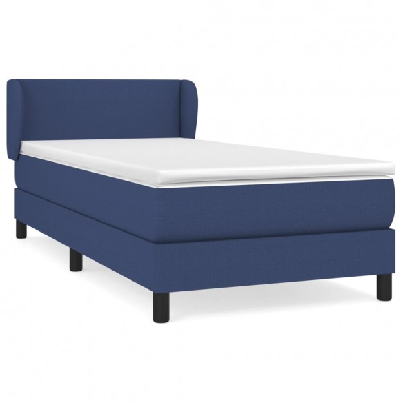 Cadre de lit avec matelas Bleu 90x200 cm Tissu