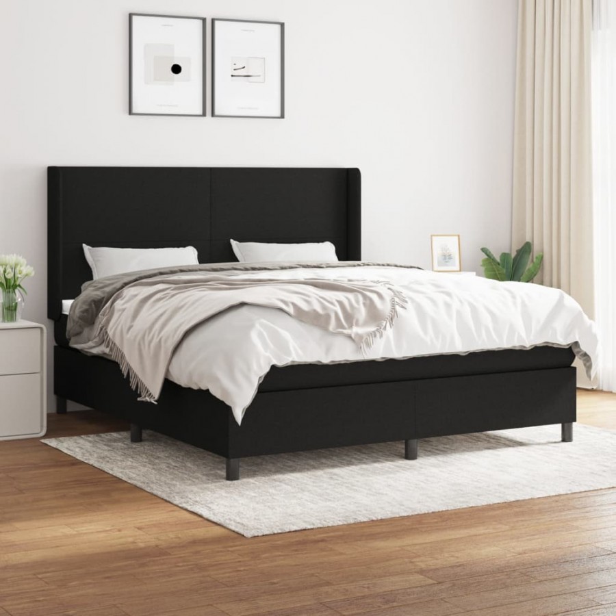 Cadre de lit avec matelas Noir 160x200 cm Tissu